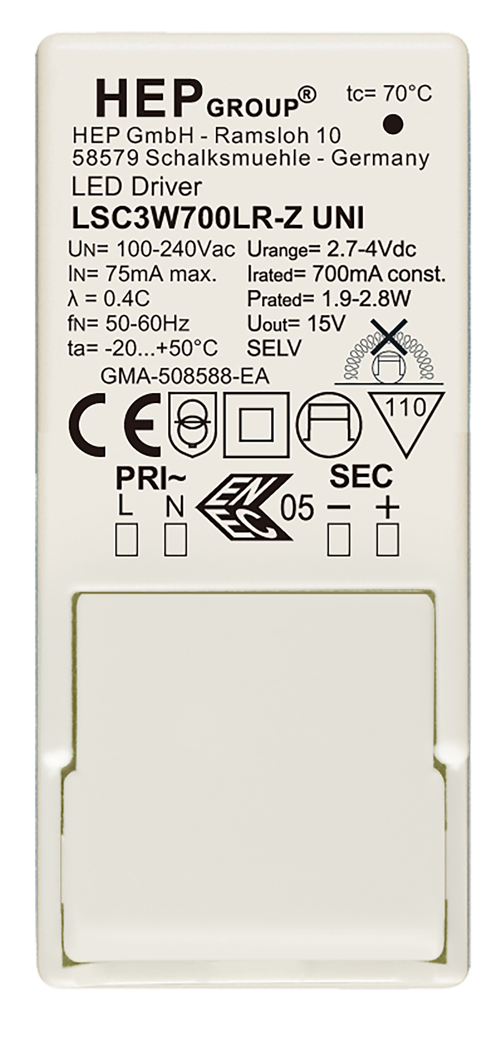 LED Konverter CC Konstantstrom 1,4-3,5W 65x29x18mm 500mA 2,7-7V DC  