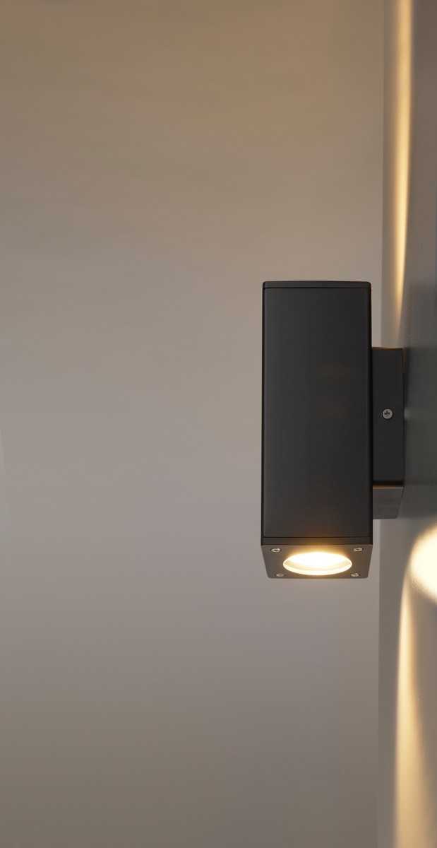 Wandleuchte GALERA Kunststoff anthrazit eckig GU10 LED max. 2x9W