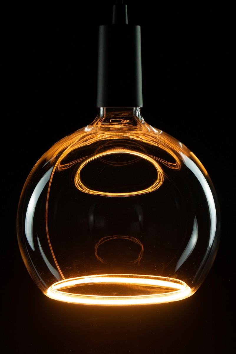 LED Lampe Floating Globe R200 klar E27 8 Watt 1800 Kelvin warmweiß extra dimmbar
