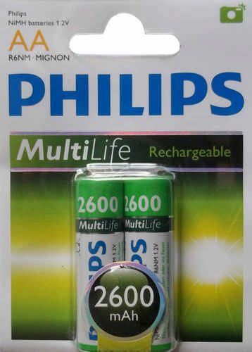 Philips Multilife Akku R6 2600mAh Mignon (AA) 2er Blister