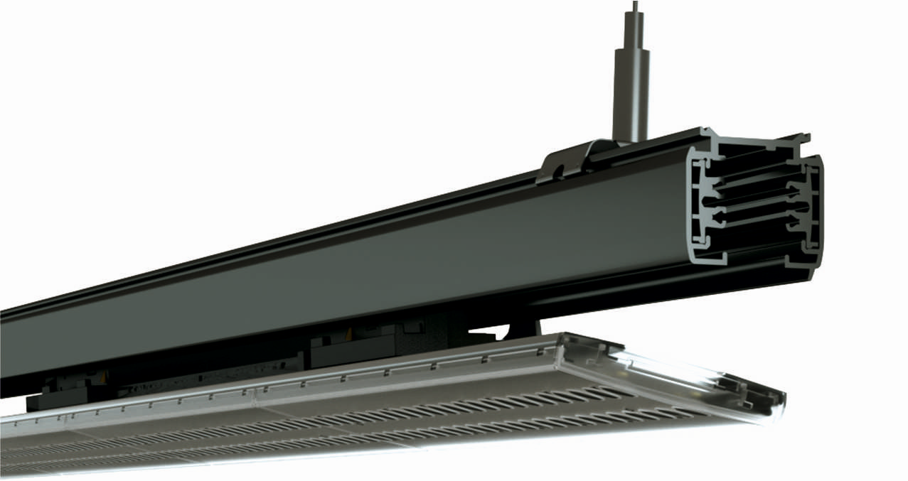 Larsen Railtrack LED 3-Phasenstromschienenleuchte K1 Linear schwarz 1500mm kippbar 3500 Kelvin warmweiß 50 45 40 35 Watt CRI90