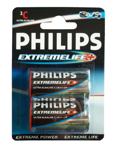 Philips Alkali Extreme Life 2er-Bli LR14 Baby (C)