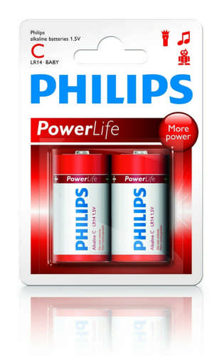 Philips Alkali Powerlife 2er-Bli LR14 Baby (C)